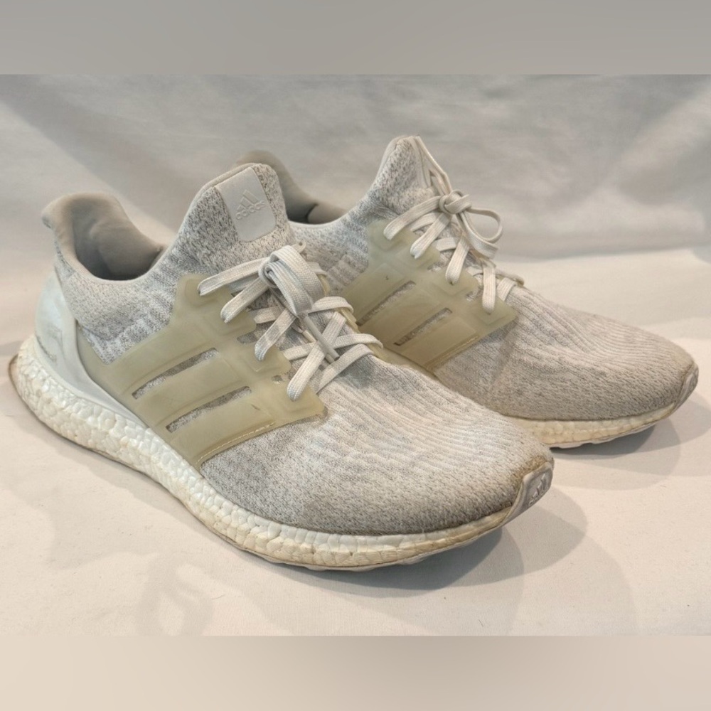 Adidas Ultra Boost White and Cream Athletic Shoes